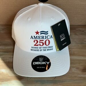 America 250 Home of the Free Because of the Brave - Decky 6030 White Trucker Hat